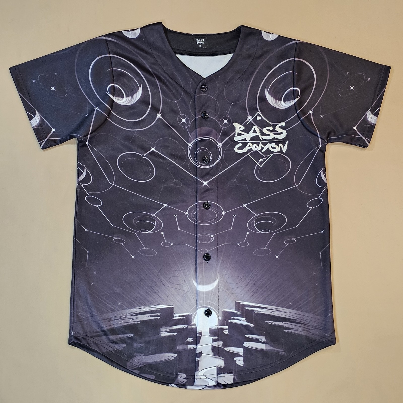 Bass Canyon Edm Jersey Mens Small Graphic Jersey Baseball Dubstep Embroidered